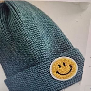 A Girl Thing Teal Beanie with Smiley Patch